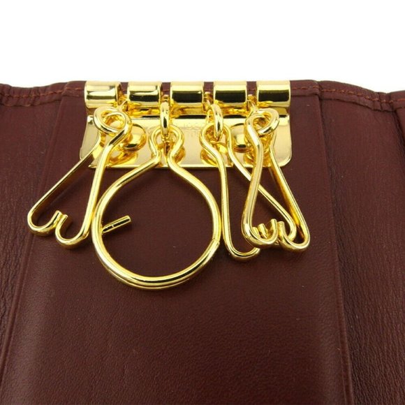 Auth SAINT LAURENT key case YSL logo Bordeaux leather - Picture 8 of 8